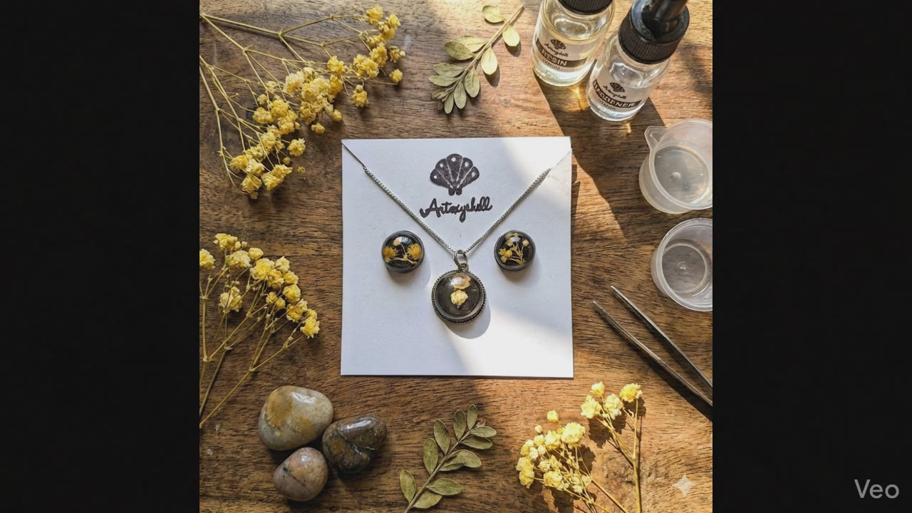 Midnight Bloom Handmade Botanical Resin Jewelry Set | Artoxyshell