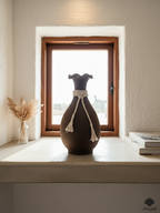 Boho Maroon Ceramic Vase with Hand-Wrapped Jute Twine and Tassel