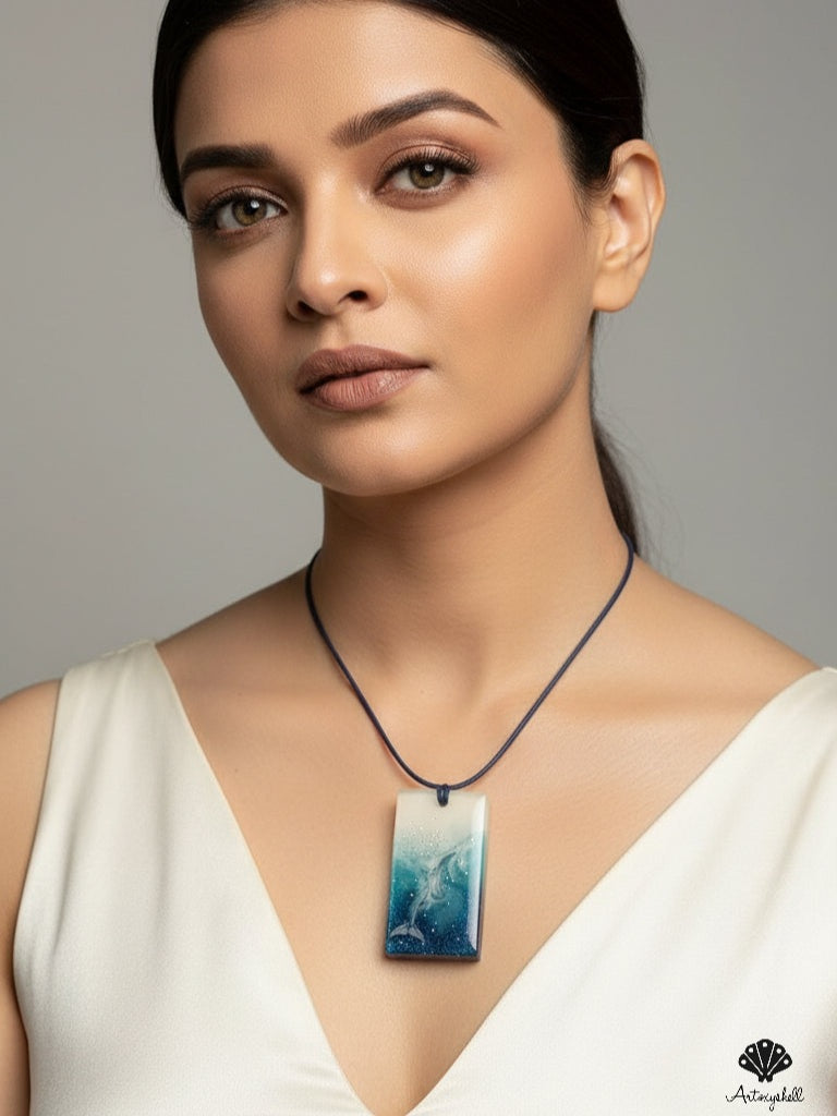 Deep Sea Swirl Resin Pendant | Unique Wearable Art