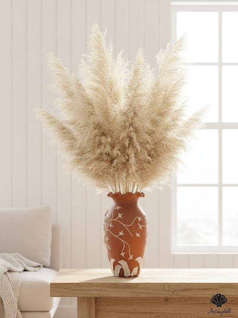 Terracotta and Cream Fern Patterned Tabletop Decor