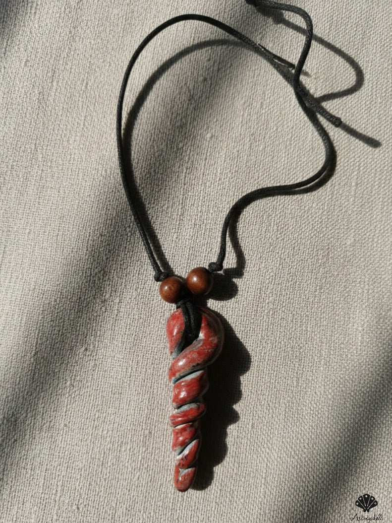 The Crimson Spiral: Botanical Resin Pendant & Earring Set