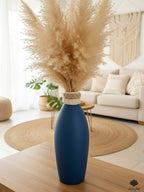 Cobalt Blue Artisan Vase with Braided Macramé Neck Detail