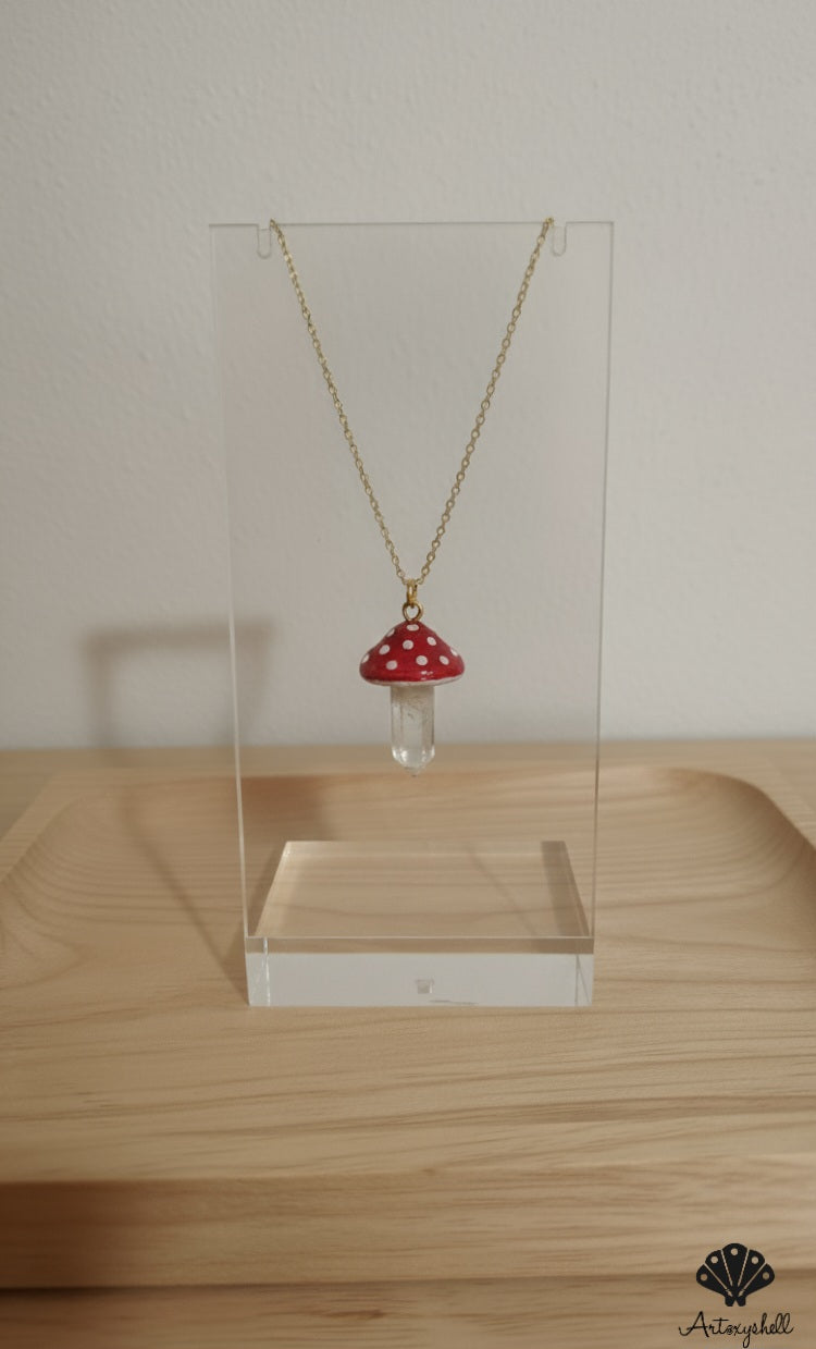 Mushroom crystal pendant Chain