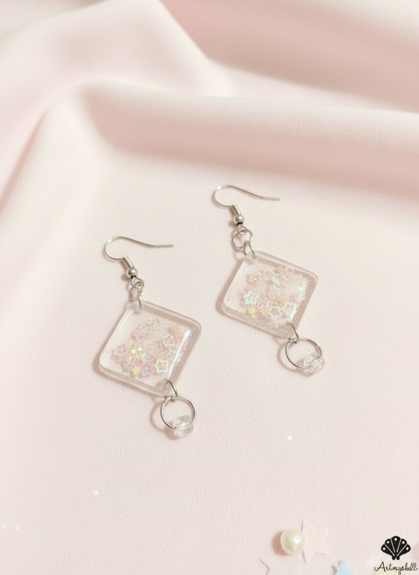 Iridescent Resin Star Earrings – Lightweight Pastel Dangles