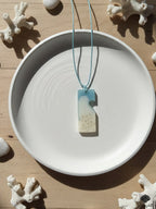 Coastal Horizon Resin Art Pendant | Blue & Sand