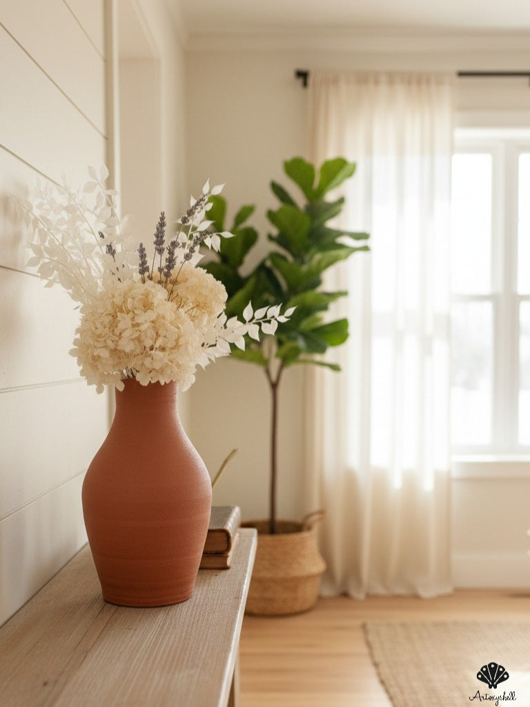 Handcrafted Matte Terracotta Clay Vase – Earthy Orange Finish