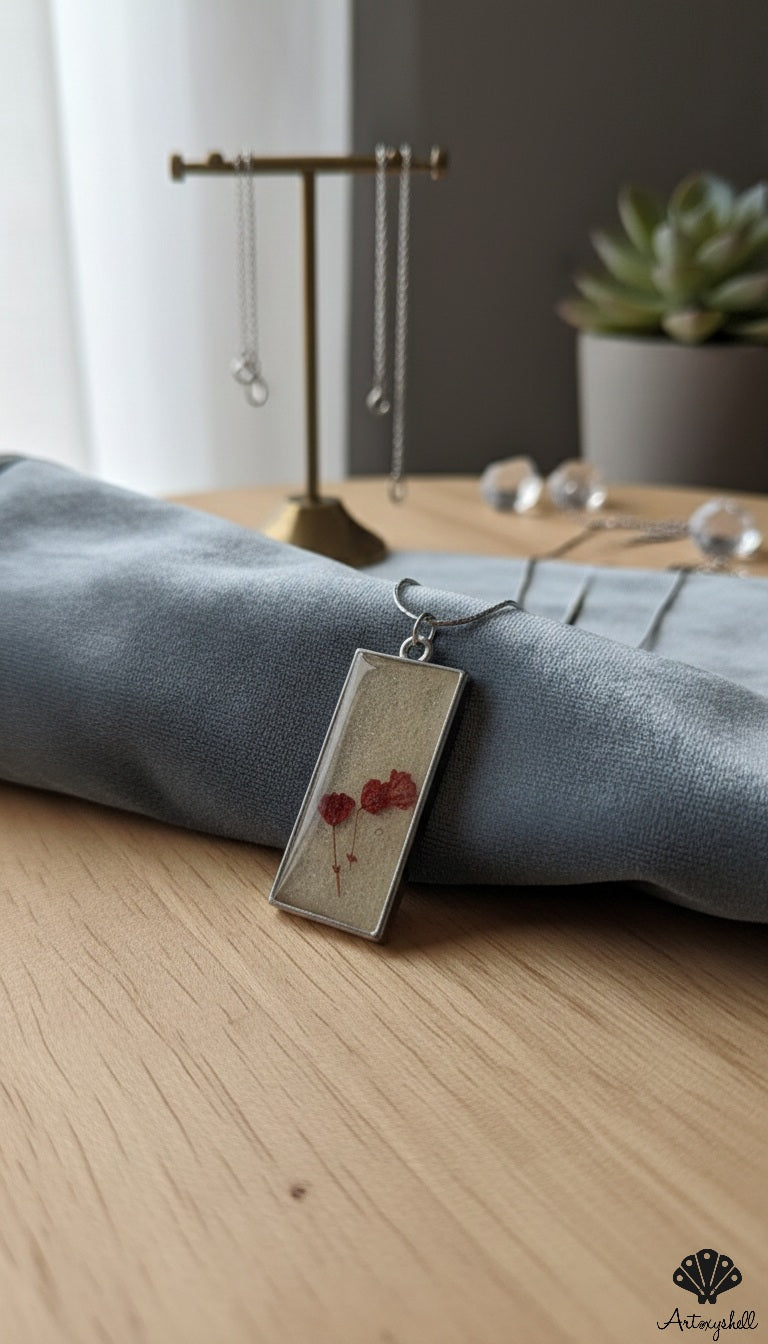 Pressed Red Bloom Pendant