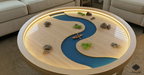 River Resin Coffee Table | Yin-Yang Wood & Glass Top