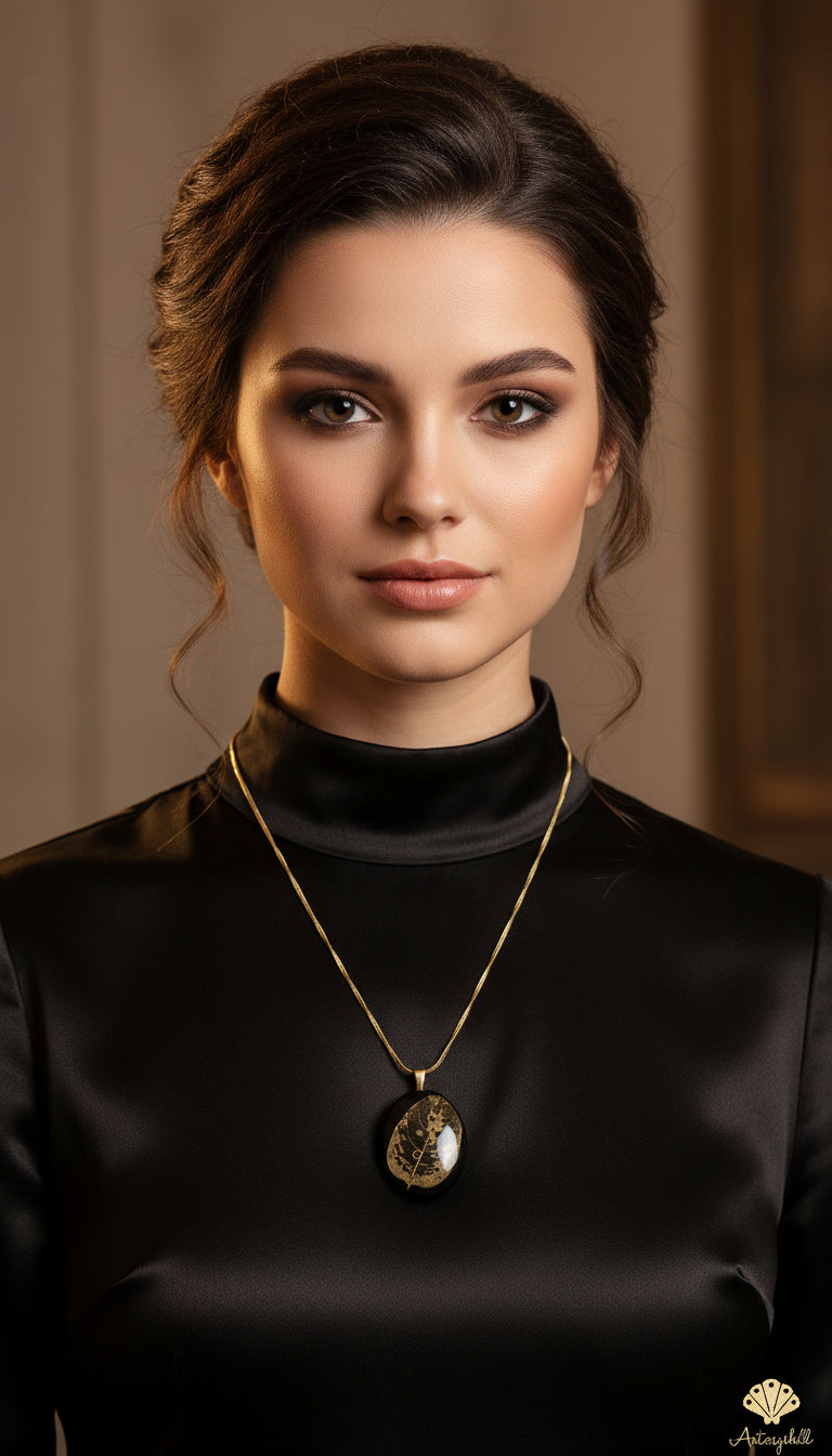 Black Leaf Elegance Pendant