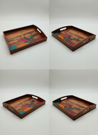 Hand-painted wooden tray