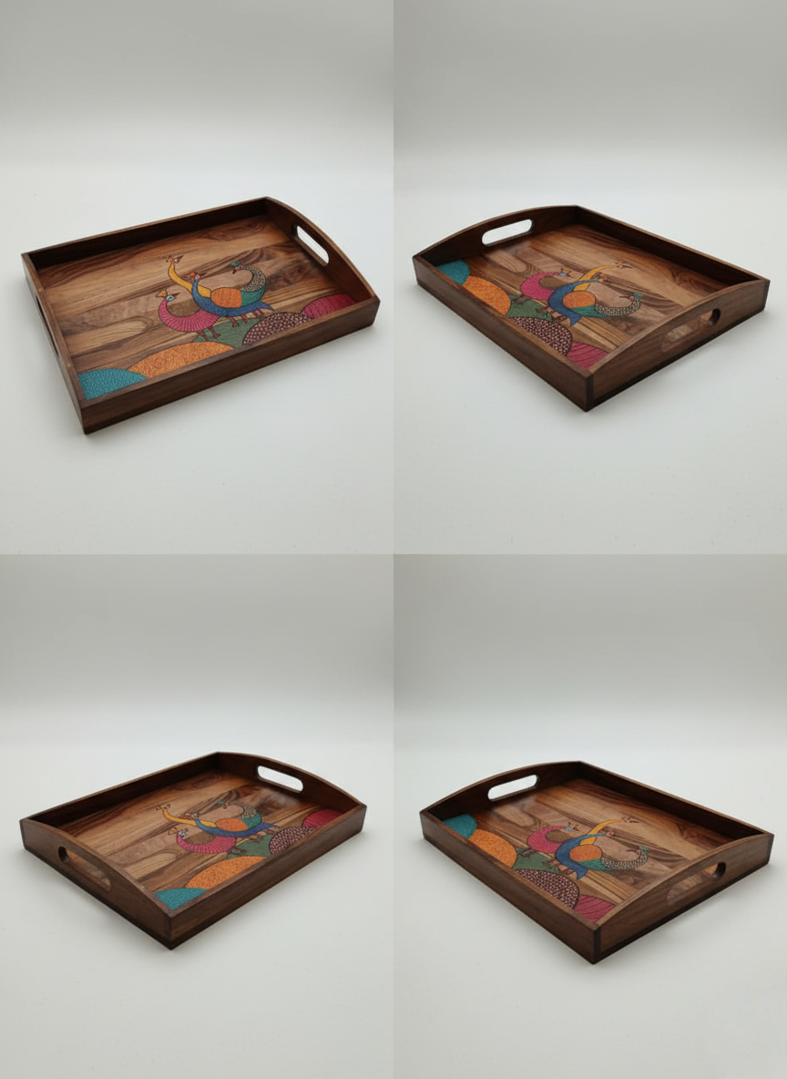 Hand-painted wooden tray