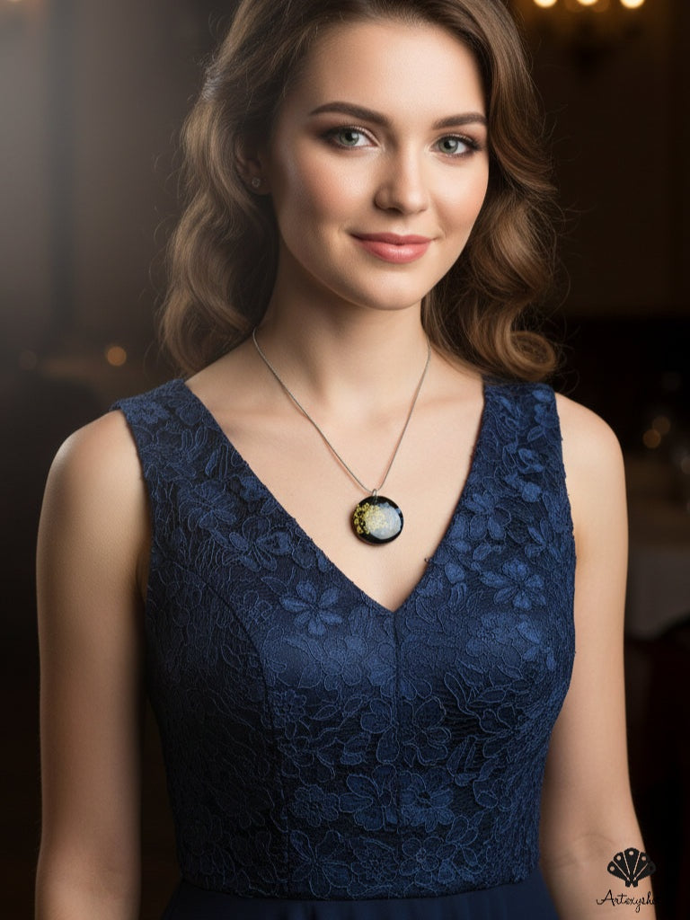 Night Bloom Resin Flower Necklace