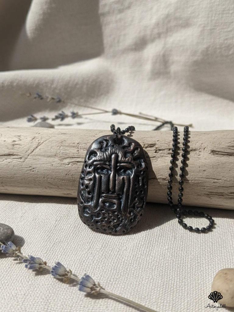 Handmade Artisan Face Pendant | Unisex Rustic Mask Necklace | ArtoxyShell