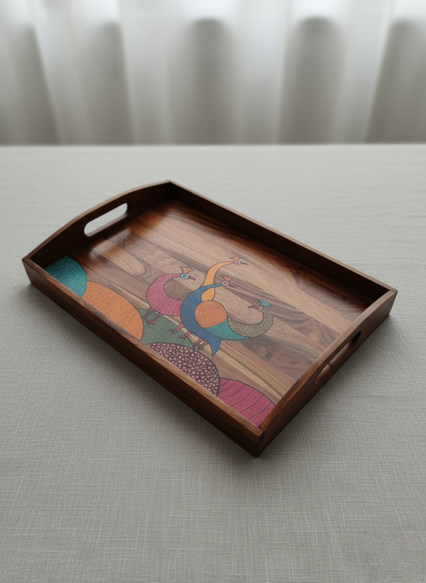 Hand-painted wooden tray