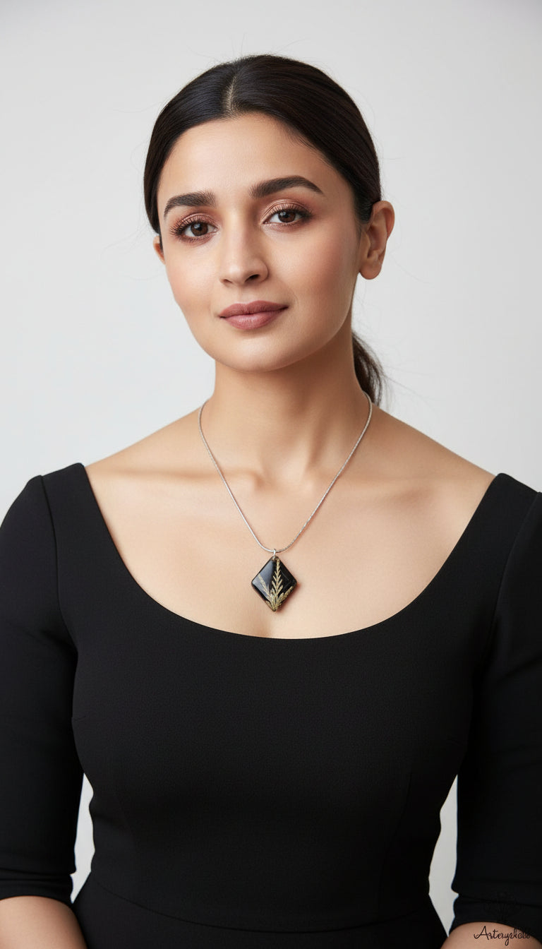 Geometric Fern Pendant | Minimalist Resin Necklace