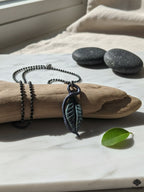 Handmade Carved Leaf Pendant | Unisex Artisan Nature Necklace