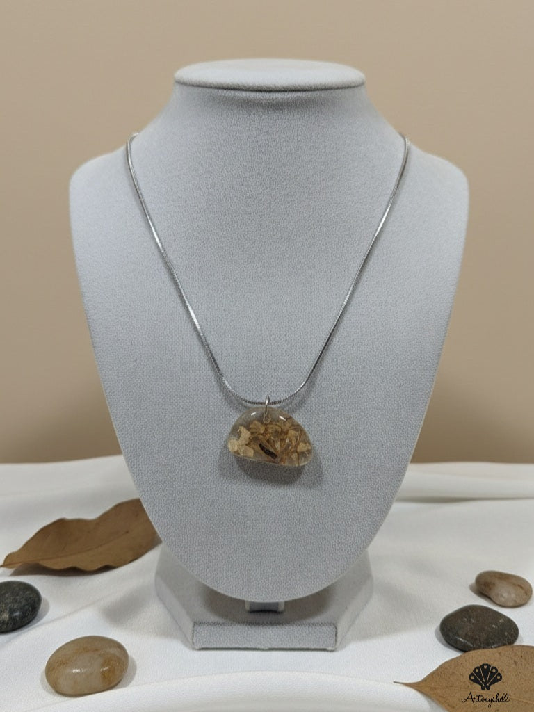 Organic Resin Botanical Pendant | Earthy Stone Necklace