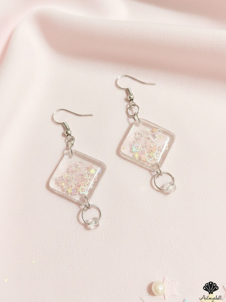 Iridescent Resin Star Earrings – Lightweight Pastel Dangles