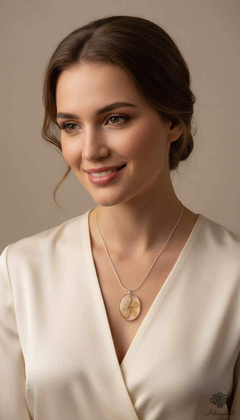 Ethereal Flower Resin Pendant | Luxurious Gold Keepsake