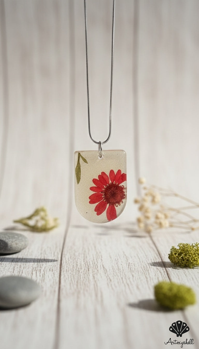 Red Daisy Charm Pendant