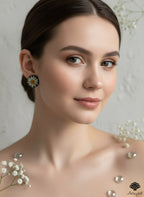 Real Daisy Resin Studs – Black Botanical Flower Earrings