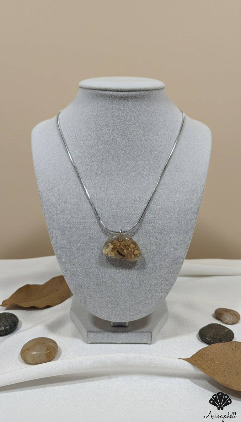 Golden Bloom Resin Pendant