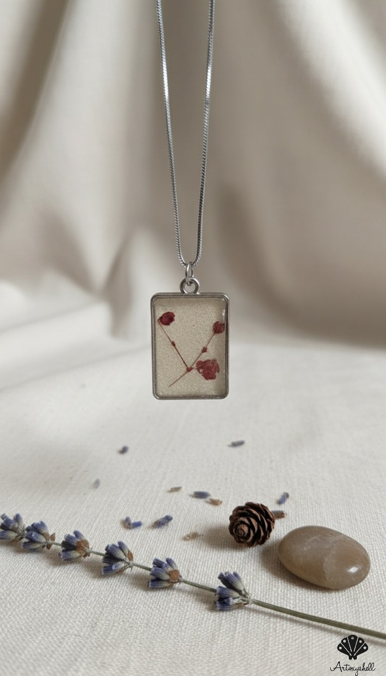 Red Blossom Rectangle Pendant