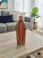 Terracotta Matte Ceramic Vase with Macramé Rope Detail