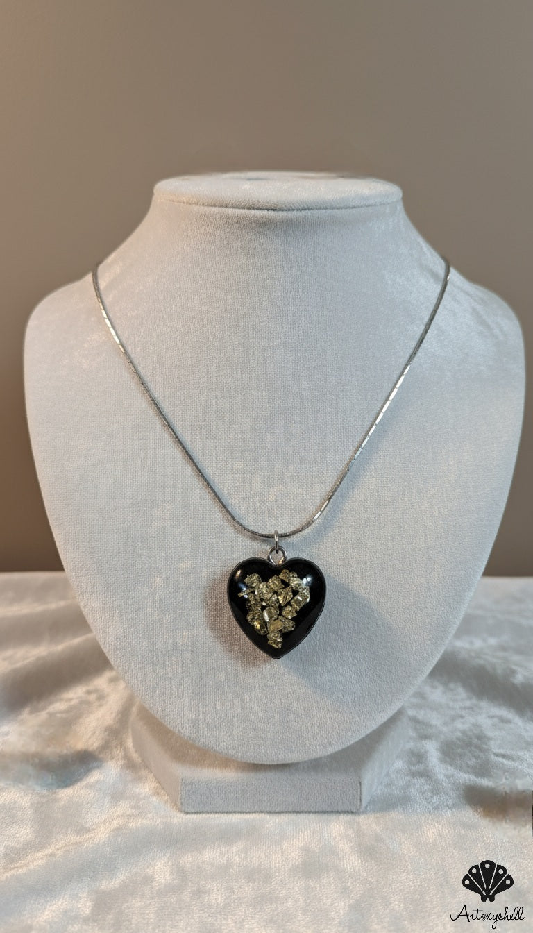Golden Stone Heart Pendant