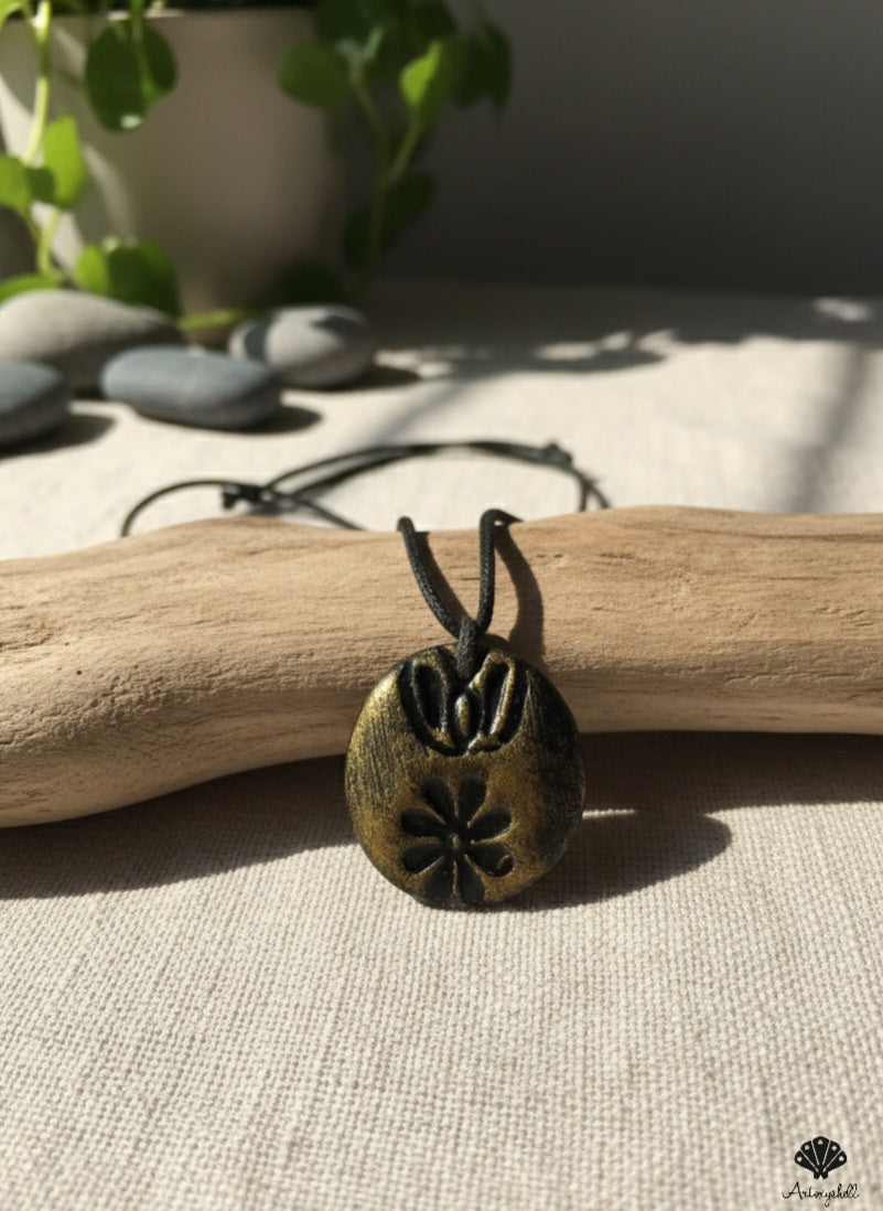 The 'Earthy Bloom' Hand-Carved Botanical Pendant Set