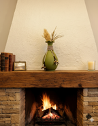 Handcrafted Rustic Green Terracotta Vase with Macrame & Wooden Bead Embellishments