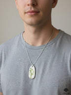 Handmade Botanical Clay Pendant | Unisex Minimalist Green Leaf Charm