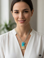 Coastal Horizon Resin Art Pendant | Blue & Sand