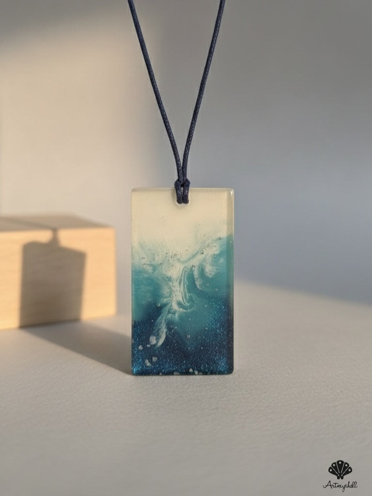 Deep Sea Swirl Resin Pendant | Unique Wearable Art