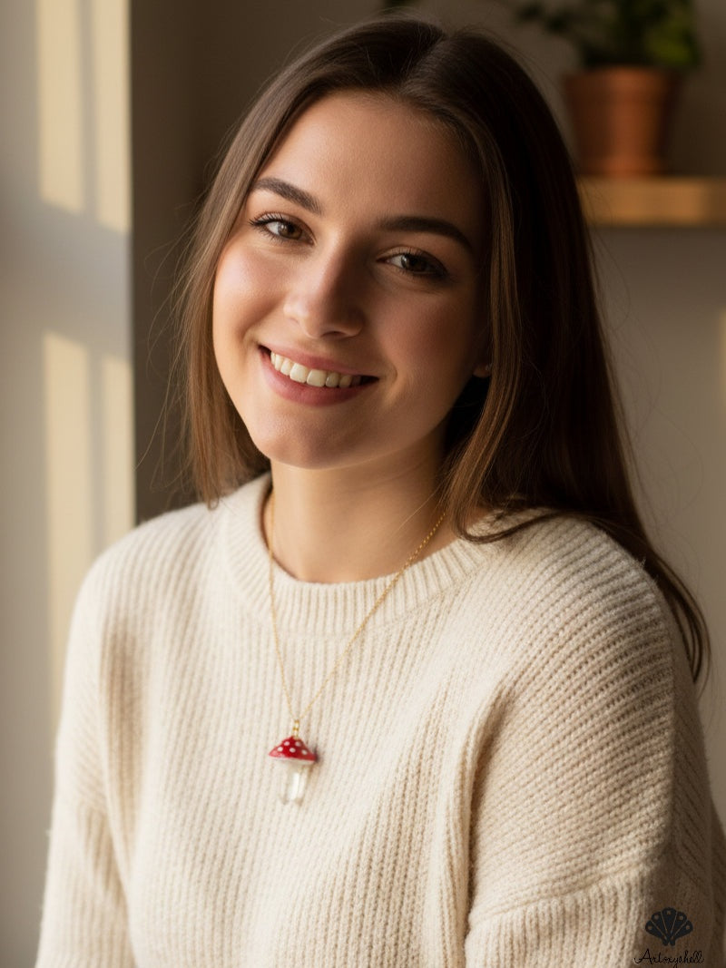 Mushroom crystal pendant Chain