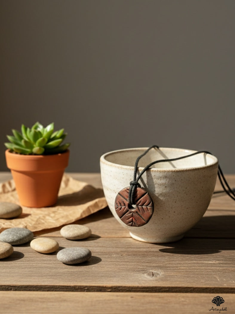 The Earth & Ember Hand-Carved Clay Pendant Set