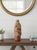 Coastal Driftwood-Style Ceramic Vessel with Nautical Rope Swirls