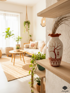 Traditional Tribal Storytelling Ceramic Vase – Terracotta & White