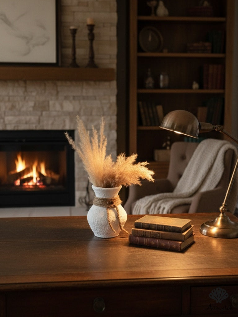 Handcrafted Beige Terracotta Miniature Vase with Jute Rope & Wooden beads – Rustic Home Decor Accent