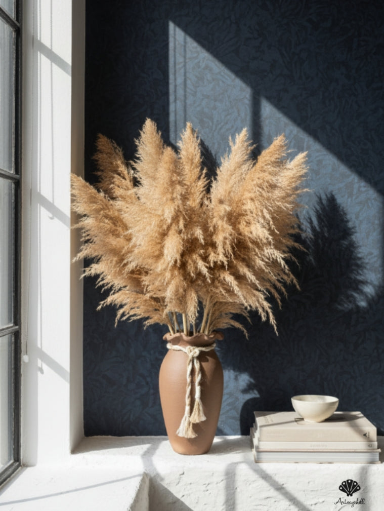 Boho Maroon Ceramic Vase with Hand-Wrapped Jute Twine and Tassel