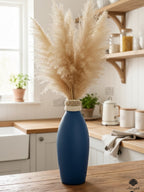 Cobalt Blue Artisan Vase with Braided Macramé Neck Detail