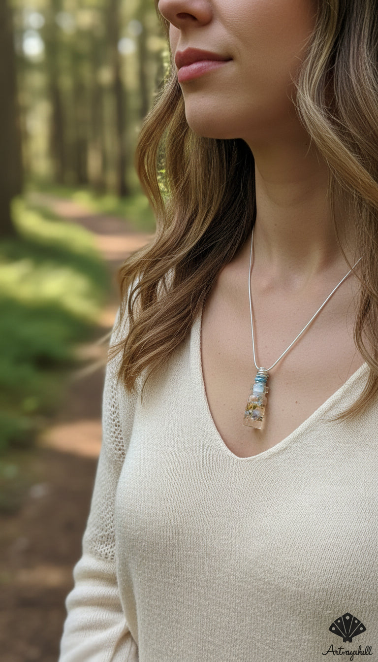 "Ocean Memory" Encapsulated Vial Pendant Necklace