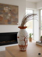 Traditional Tribal Storytelling Ceramic Vase – Terracotta & White
