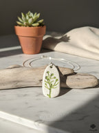 Handmade Botanical Clay Pendant | Unisex Minimalist Green Leaf Charm