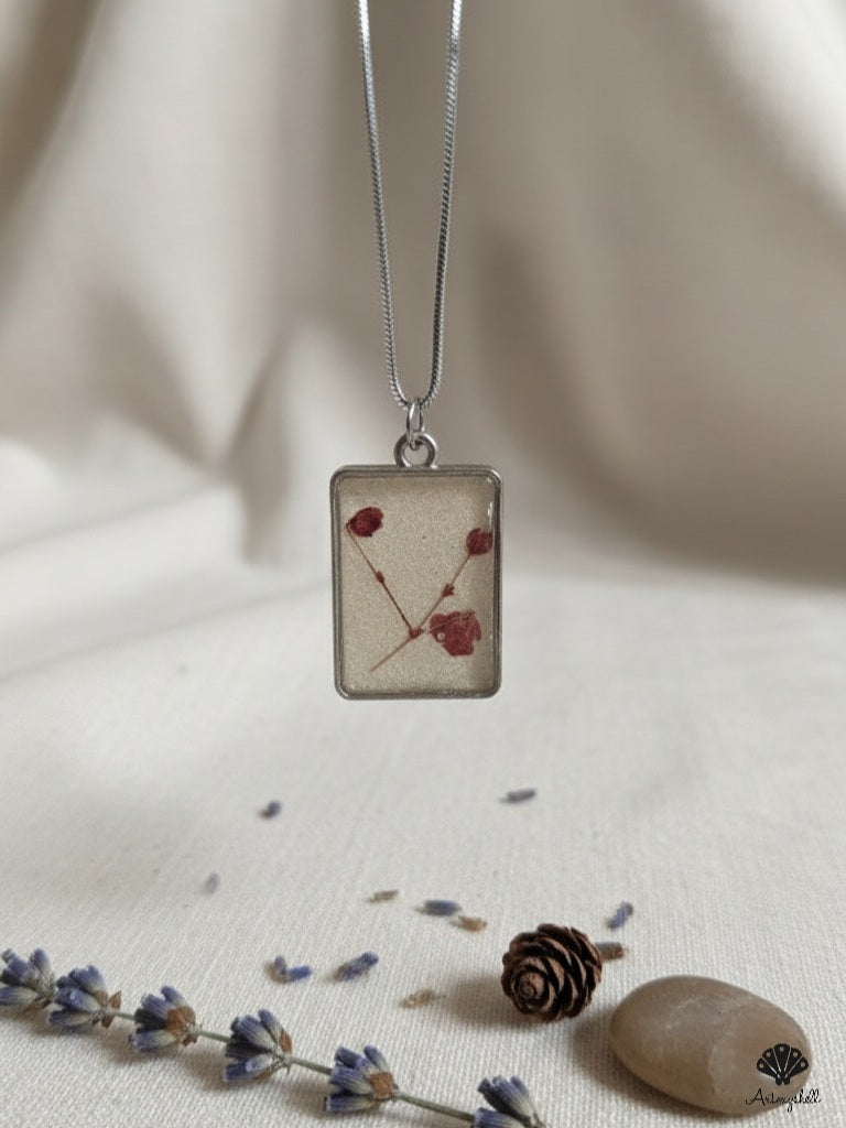 Pressed Flower Resin Necklace | Sterling Keepsake Pendant