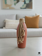 Hand-Wrapped Rope Spiral Terracotta Vase with Natural Cowrie Shell Accents