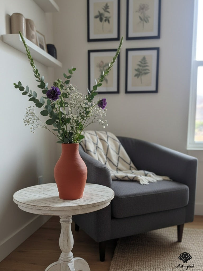 Handcrafted Matte Terracotta Clay Vase – Earthy Orange Finish