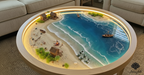Tropical Beach Resin Coffee Table | Ocean Wave Art Glass