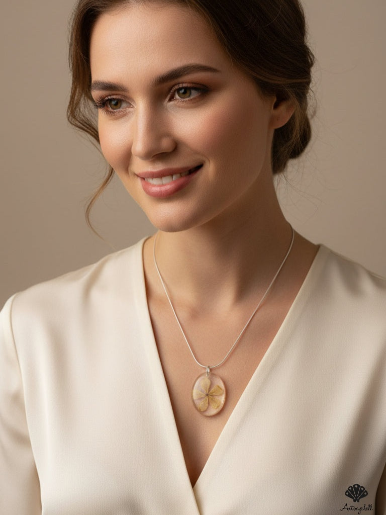 Ethereal Flower Resin Pendant | Luxurious Gold Keepsake