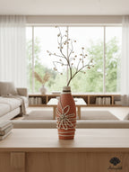 Boho-Chic Terracotta Vase with Hand-Woven Macramé Flower Wrap